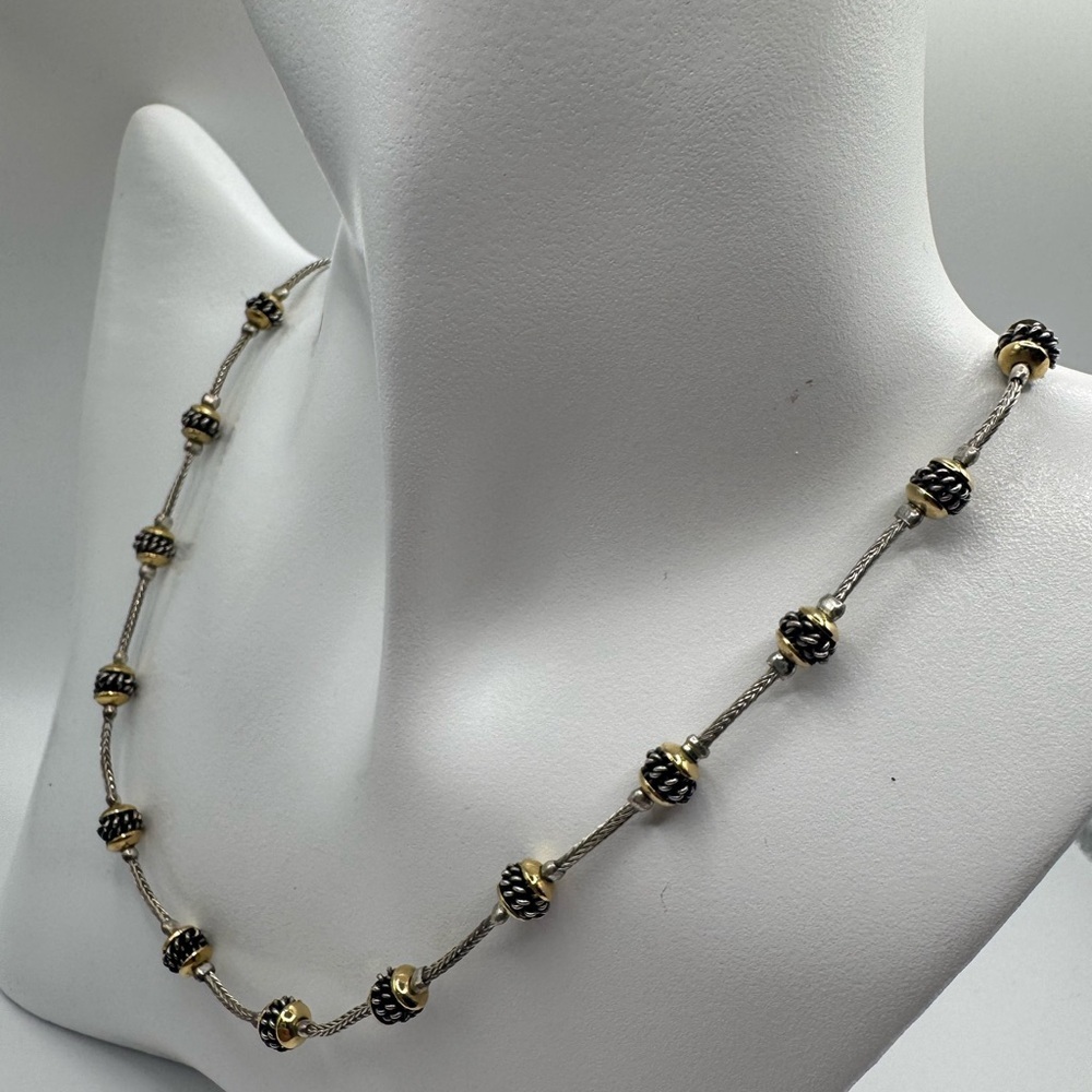 Gold and Silver Two-Tone Necklace with Beads